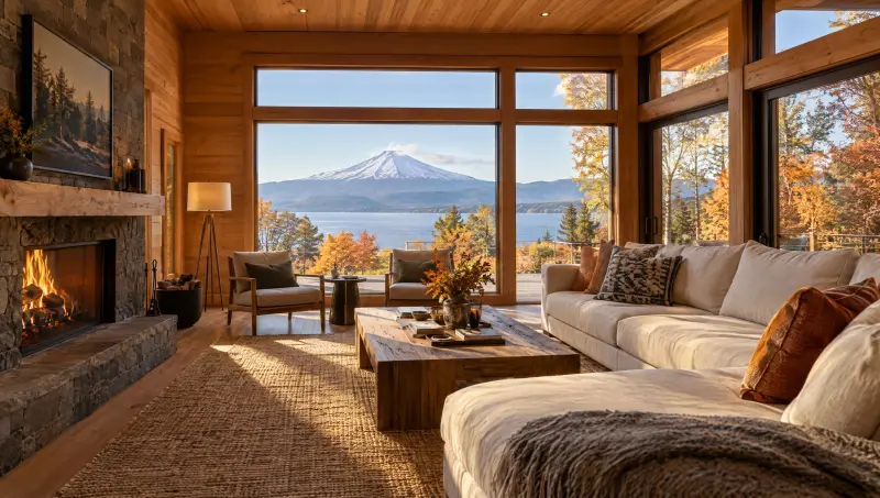 Lodge con vista al volcán en Pucón
